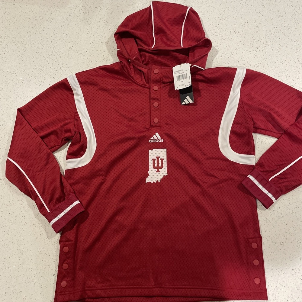 NWT Adidas Indiana Hoosiers Red Mesh Hoodie Showtime BBALL TEAM ISSUE Sz Small‎